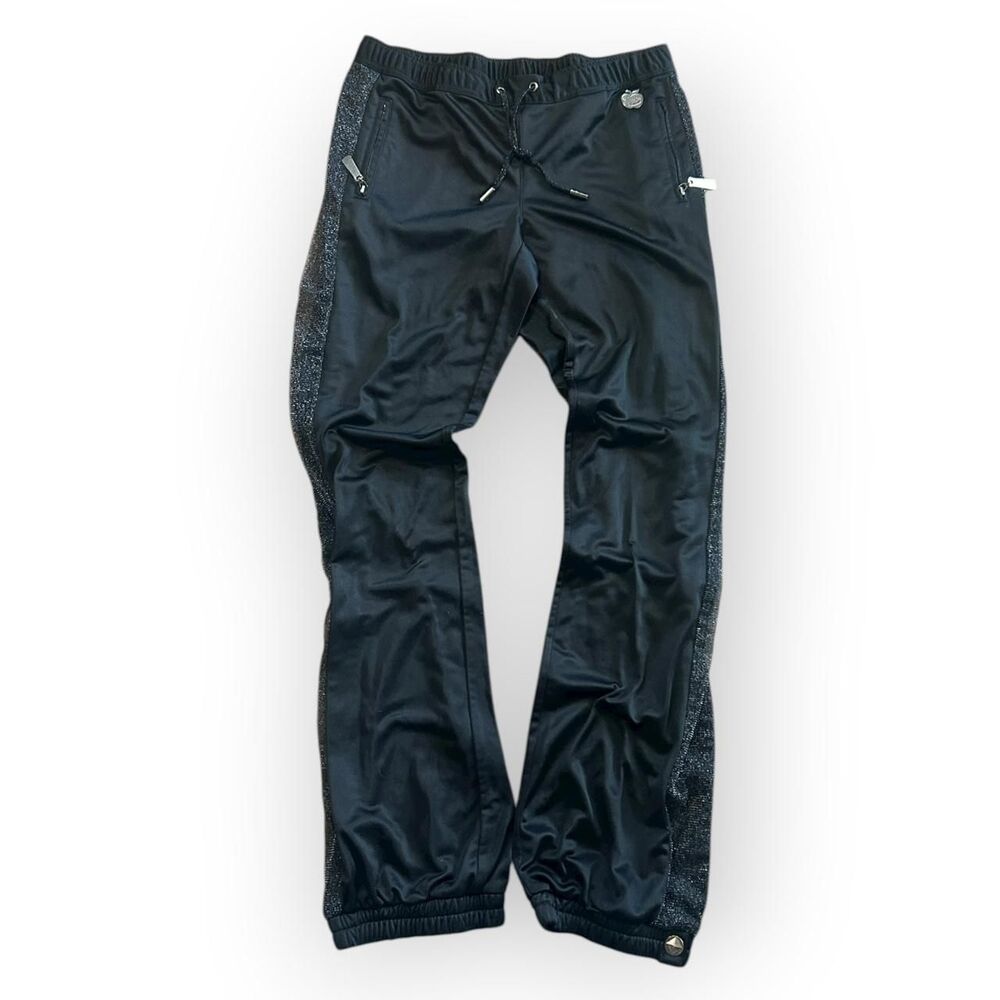 Vintage Y2K Apple Bottom Track Pants - black/ silver lining Size M